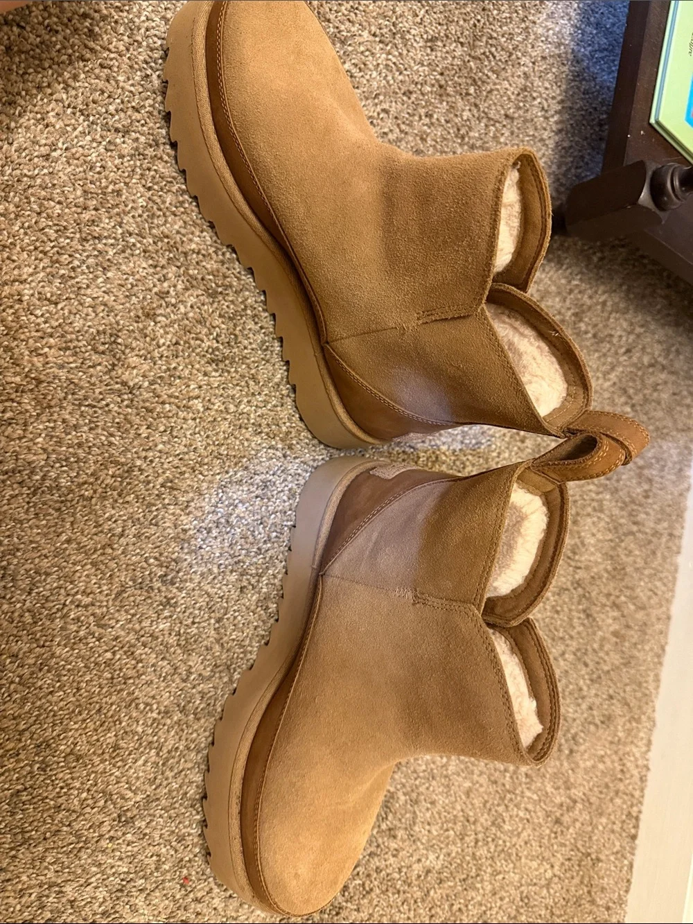 Women’s platform Ugg boots in tan